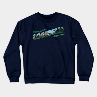 Greetings from Corniglia Cinque Terre vintage style retro souvenir Crewneck Sweatshirt